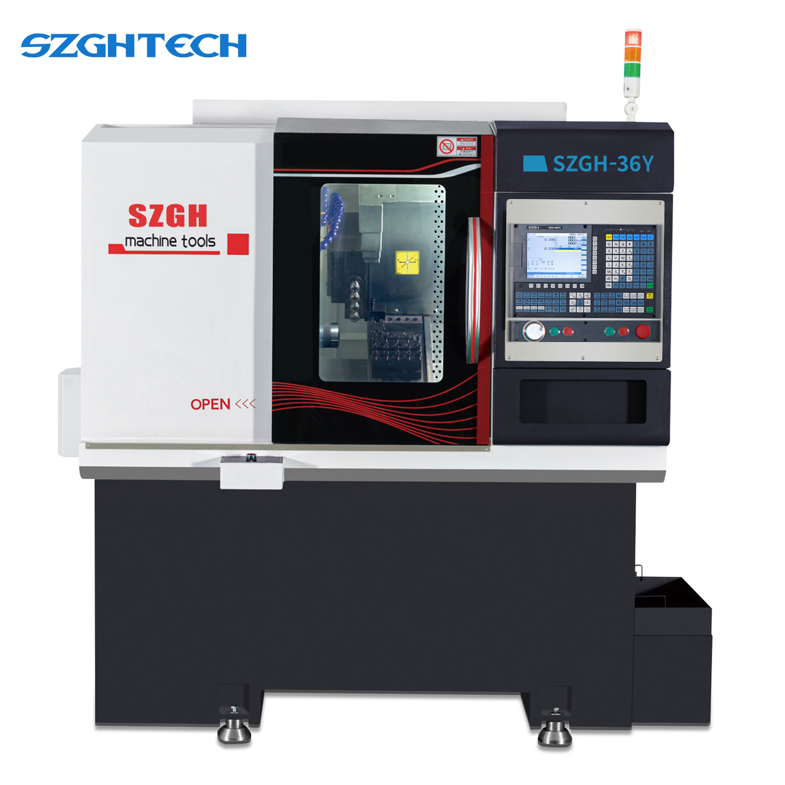 The SZGH-36Y, a high-performance cnc turning and milling machine, is based on the SZGH-36 cnc lathe machine—a core model in our cnc lathe machine for sale lineup. This equipment is equipped with four power heads mounted on the Y-axis, enabling precise milling and turning machining with six rows of tools and four side milling cutters, fully embodying the functionality of a professional cnc computer numerical control machine. It is widely used for machining workpieces requiring side drilling, tapping, and grooving, making it an ideal cnc turning center machine for complex part processing.